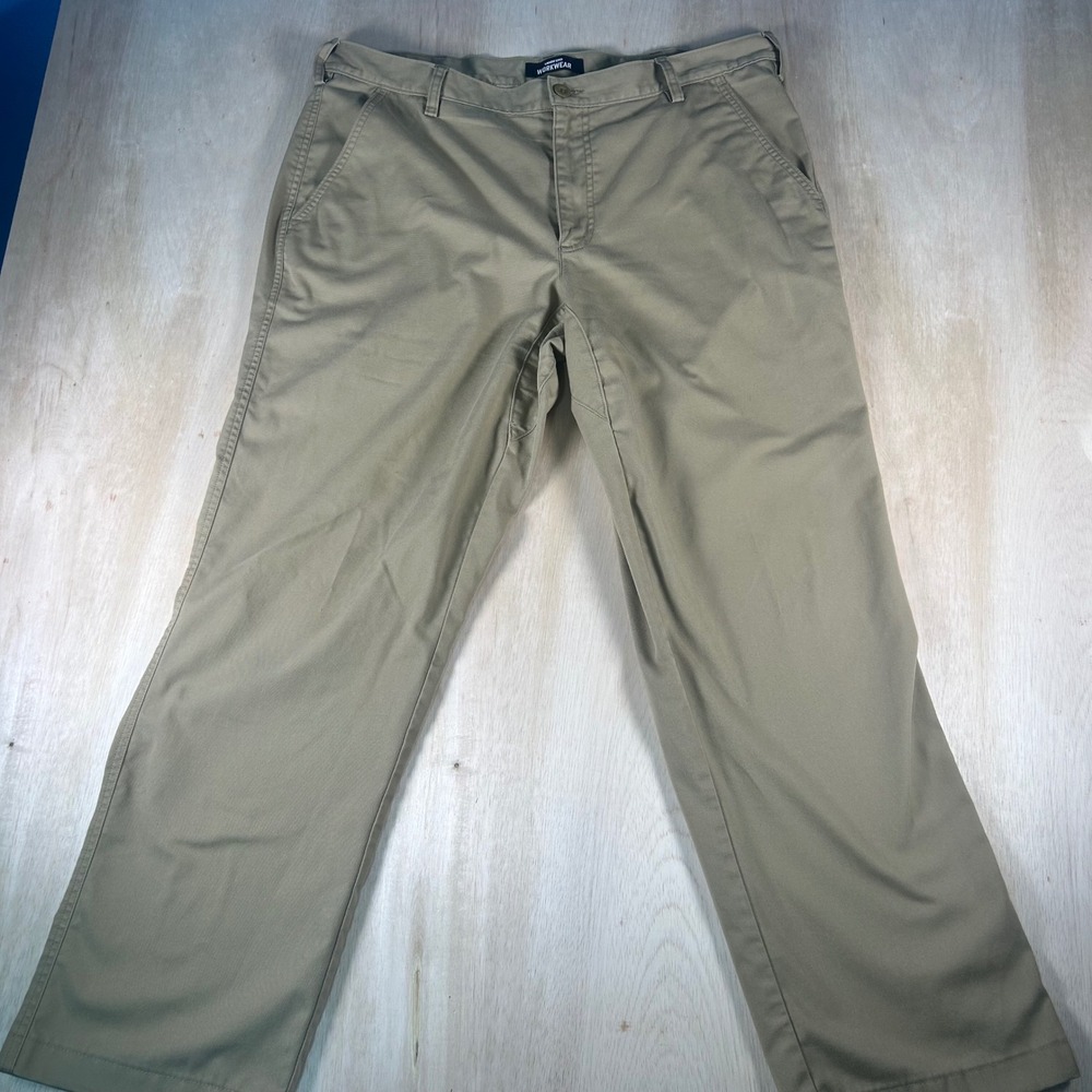 Lands End Workwear Mens Khaki Chino Pants Straight Leg Tan 38x30
